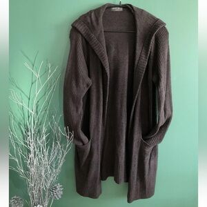 Barefoot Dreams CozyChic Lite Relaxed Hoodie Cardigan with Pocket - Espresso